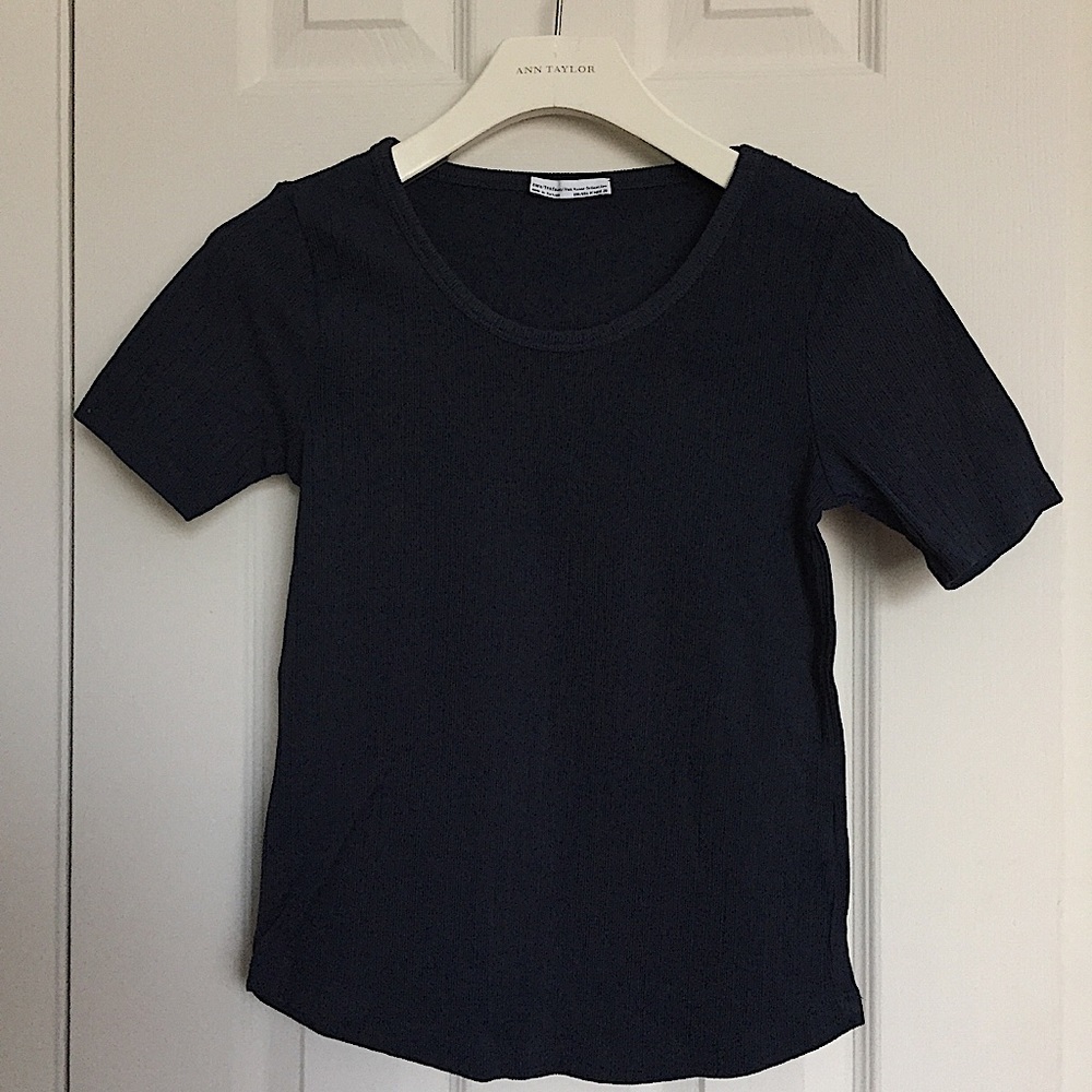 ZARA Ribbed Navy Tee